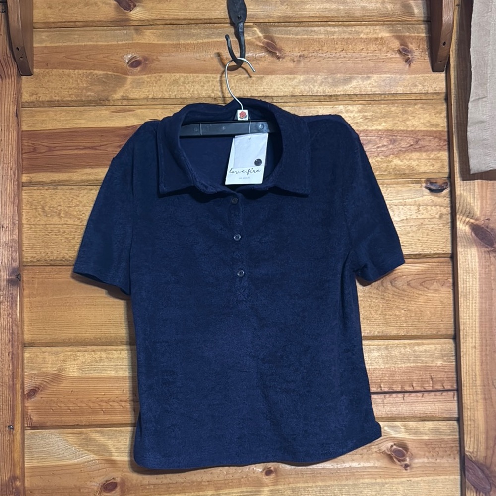 Navy Blue (eclipse) Junior’s LOVE FIRE Terry Polo